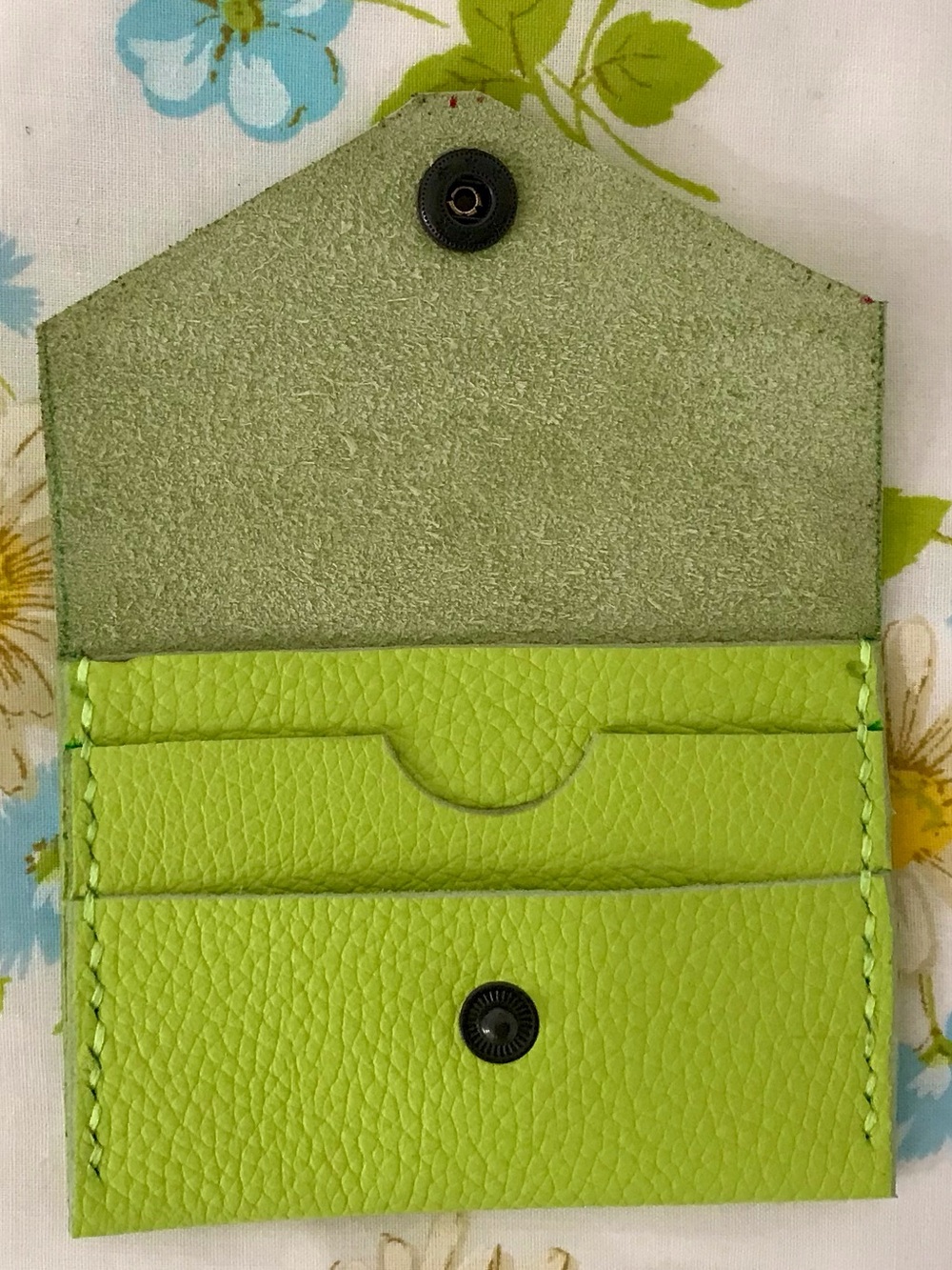 Lime Green Leather Envelope Card Case - Unbranded